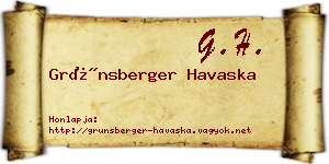 Grünsberger Havaska névjegykártya